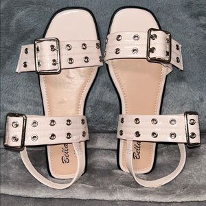 Elegant Cream Sandals with Silver Studs